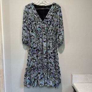 Womens Floral Dress 10 Boho Cottagecore Festival Tiered Lined Fairy Buttons